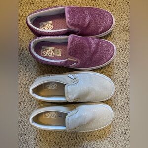 Pair of sparkly Vans slip ons